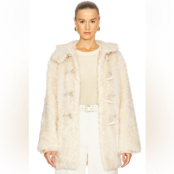 NEW A.L.C. Winston Faux Fur Coat in Peach Dust Size Small - Picture 1 of 9
